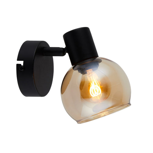Lighto - Art deco spot zwart met goud glas - Juna