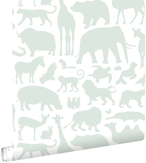 ESTAhome behang dieren mintgroen - 53 cm x 10.05 m - 139053