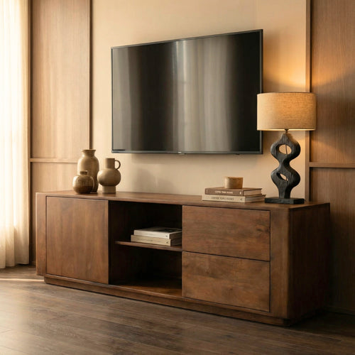 Giga Meubel Tv-Meubel Finn - Donkerbruin Hout - 160x40x55cm