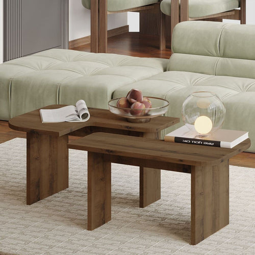 Calicosy - Set van 2 salontafels ADEL - Beige 90x45x35 cm
