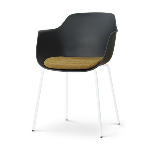 Nolon Nora-Liz eetkamerstoel zwart met mosgroen zitkussen - wit onderstel