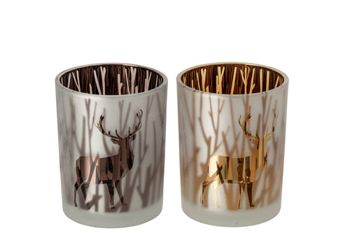 J-Line kaarshouder Hart - glas - bruin/donkerbruin - medium - 2 stuks