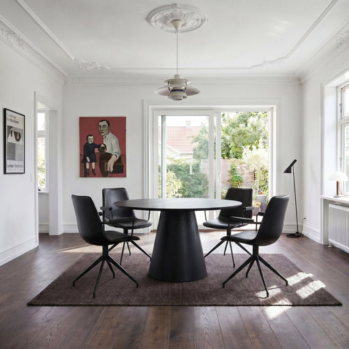 Furnhouse eetkamerstoelen armleuning Isabel - Zwart - Kunstleer - Set van 2