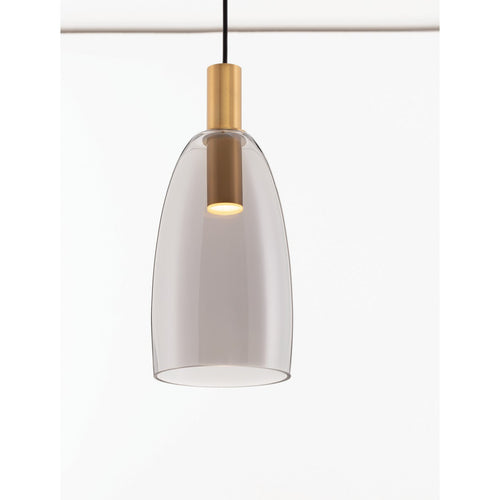 Nova Luce IMATIA Hoge, slanke hanglamp voor aan het plafond, rookkleurig messing goud, LED 7W 192lm 3000K