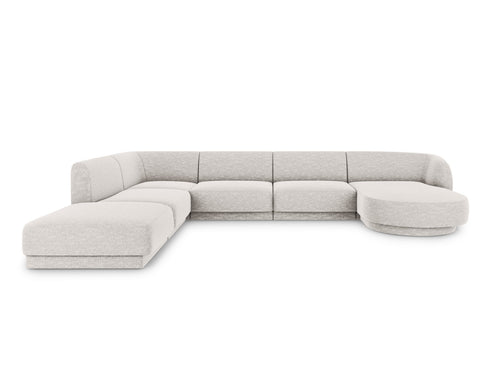 Micadoni Panoramische hoekbank links Miley 6-zits, chenille, lichtgrijs - 255x330x70cm