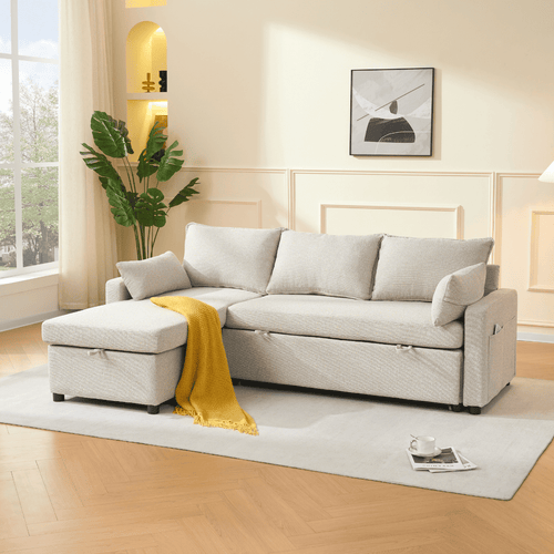 Calicosy - LOUISON 3-zits slaapbank - Grijs - 219x147x84 cm