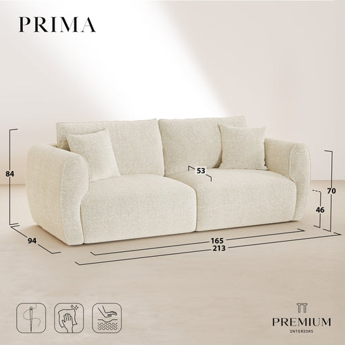 Premium Interiors - 3-zitsbank PRIMA - bouclette terracotta 213cm