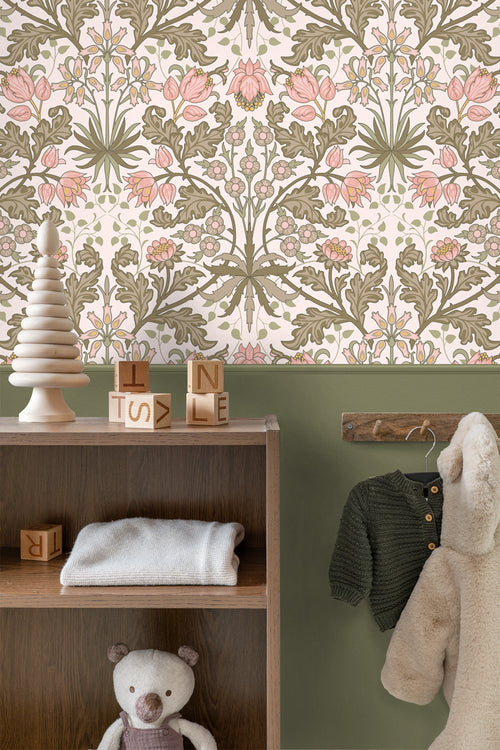 ESTAhome behang vintage bloemen in art nouveau stijl groen 50 x 900 cm 131176