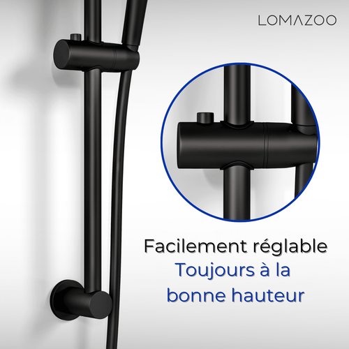 LOMAZOO doucheset met handdouche - zwart - 150 cm