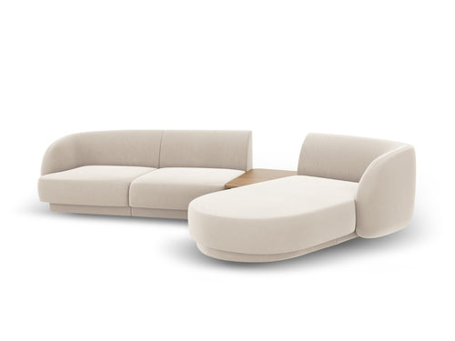 Micadoni Rechte modulaire bank Miley 3-zits, flueel, lichtbeige - 178x303x70cm