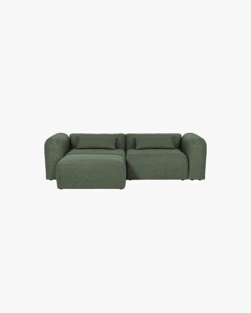 noo.ma Yaro 3-zits hoekbank links - Thyme Green bouclé, soft zit