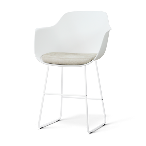 Nolon Nino-Liz barkruk wit met naturelbeige zitkussen - wit onderstel - 65 cm