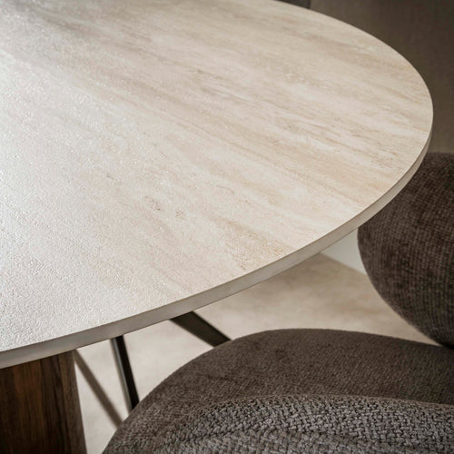 Giga Living Eettafel Romano - Rond Travertin - Ø120x75cm