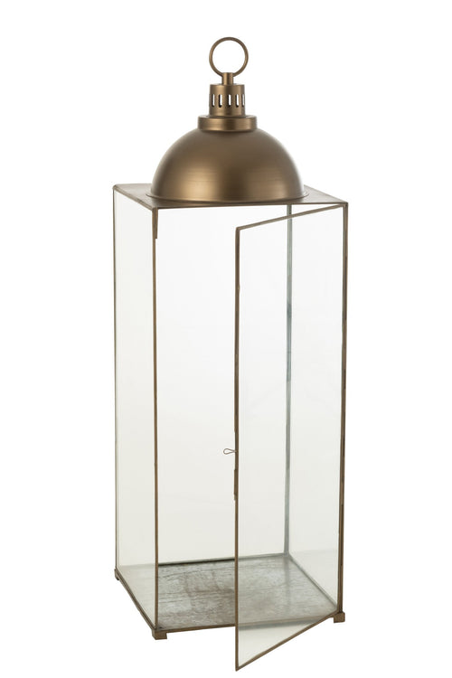 J-Line lantaarn Hagrid - glas/ijzer - brons - large