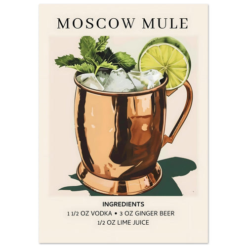 Artfulprints  Moscow Mule cocktail I - Ingrediënten   poster A4 21x29.7 cm - vtwonen shop