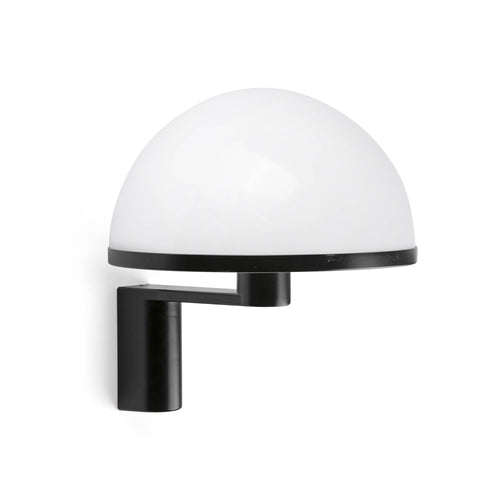 Faro Dome Bolvormige wandlamp, satijnzwart, glanzend witte kap, E27 fitting.