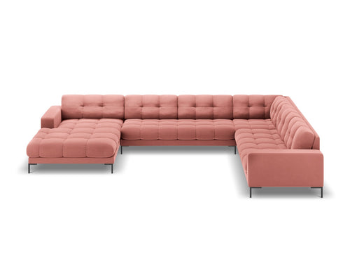 Cosmopolitan Design Panoramische hoekbank rechts Bali 7-zits, flueel, roze - 256x327x75cm