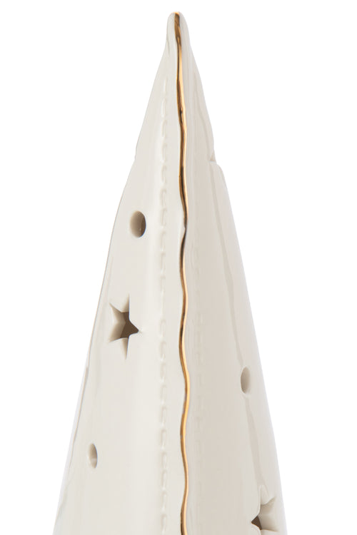 J-Line decoratie Kerstboom - keramiek - wit - set van 3 - LED - vtwonen shop