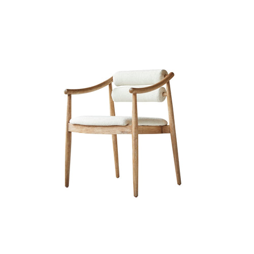 Tikamoon Leunstoel van massief acacia en boucléstof - Beige