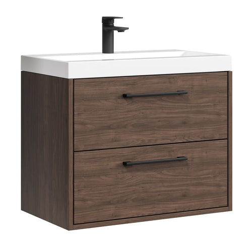 Badplaats Badkamermeubel Set Florence 01 60 cm – Walnoot Bruin – Hangend Wastafelmeubel met Soft-Close