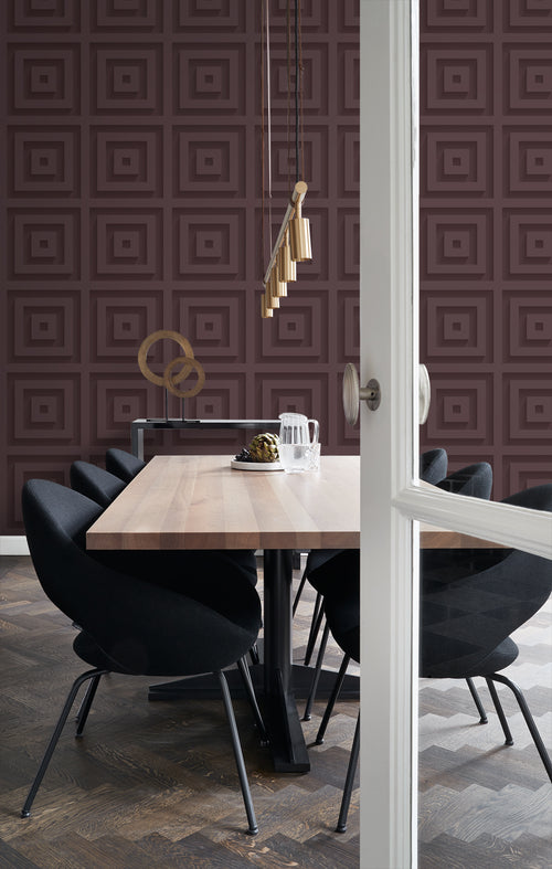 Origin Wallcoverings behang 3d vierkanten aubergine paars - 50 x 900 cm - 347976 - vtwonen shop