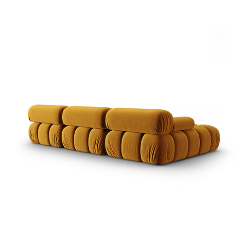 Cosmopolitan Design - Modulaire hoekbank links Cortina 4-zits, flueel geel - 155x282x70cm