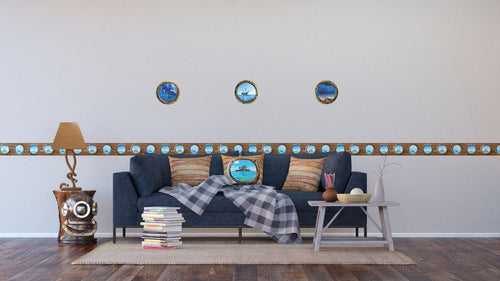 Sanders & Sanders zelfklevende behangrand zeezicht bruin en blauw - 500 x 14 cm - 600075