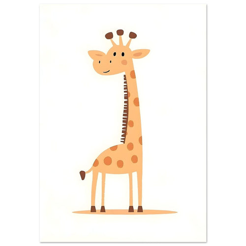 Artfulprints Poster Kleine giraffe   - 70x100 cm - Geel