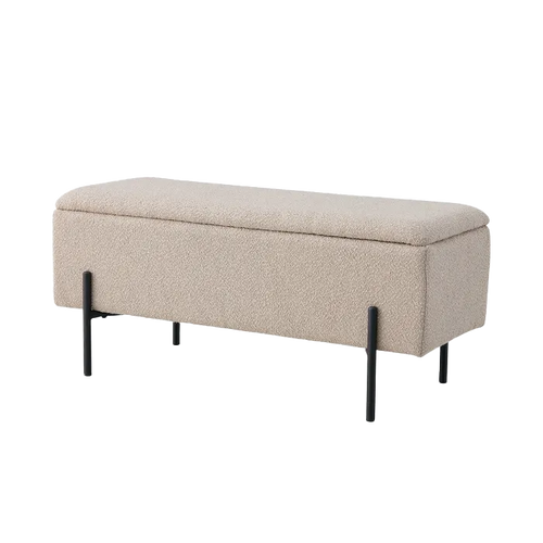 Artichok Marlou bouclé bankje met opbergruimte beige - 95 x 46 cm - vtwonen shop