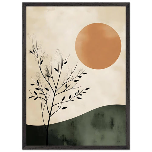 Artfulprints Poster met Lijst Boho – Sunset hill   - 50x70 cm - Meerkleurig