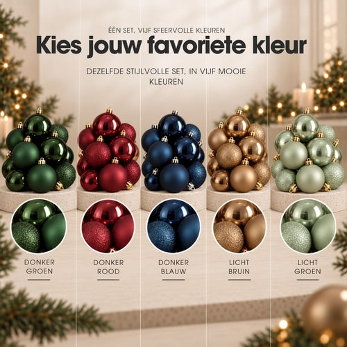 Mica Decorations Bal Onbreekbaar Donkerrood 27 Stuks - Kerstballenset Ø8 cm - Onbreekbare Kerstballen voor Kinderen en Huisdieren - Kunststof