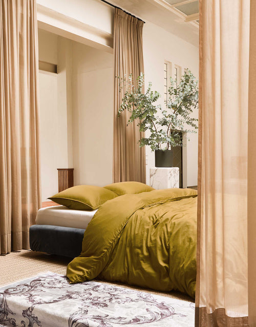 Essenza Minte dekbedovertrek - Lits-Jumeaux - 240x200/220 cm - Olive