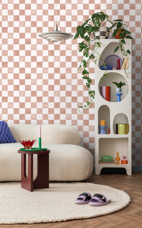 ESTAhome behang geblokt motief bruin en wit - 50 x 900 cm - 131289 - vtwonen shop