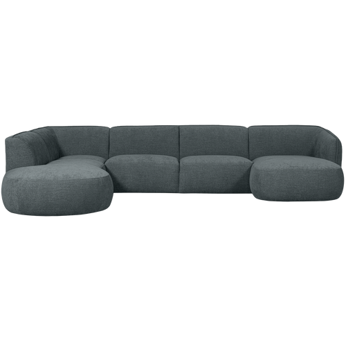 WOOOD bank links Polly - Polyester - Blauw/Groen - 71x353x150/245