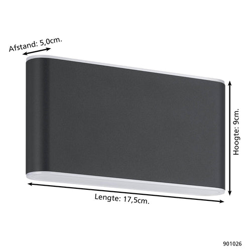 EGLO wandlamp buiten Grutti - led - 17,5 cm - antraciet - vtwonen shop