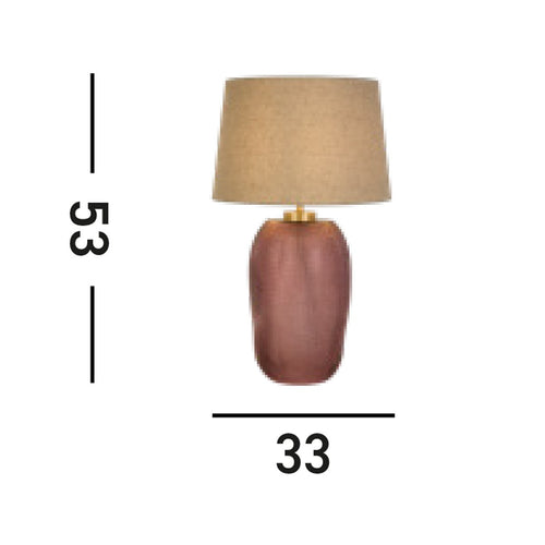 Searchlight Amethyst 1-lichts tafellamp, roze glas met natuurlijke linnen kap