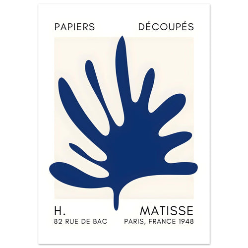 Artfulprints  Matisse – Coral drift navy blue II   poster 50x70 cm - vtwonen shop