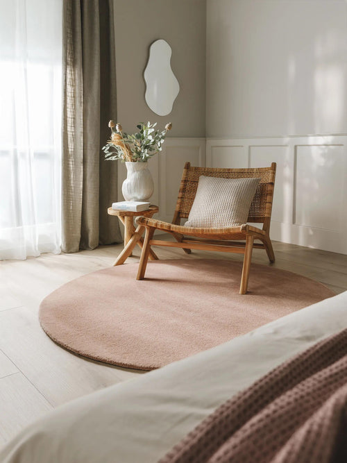 benuta wollen vloerkleed Bent - roze - ø 100 cm
