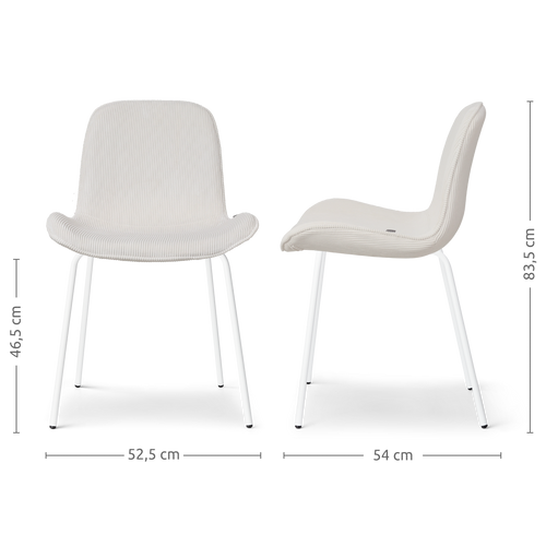 Nolon Nora-Fé Eetkamerstoelen Set van 2 - Rib Crème - Witte Poten