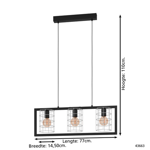 EGLO hanglamp Jubily - e27 - 77 cm - zwart - vtwonen shop