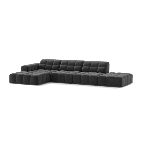 Cosmopolitan Design - Linker hoekbank Chicago 5-zits, flueel grijs - 167x348x78cm