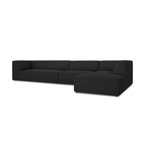 Cosmopolitan Design - Modulaire hoekbank rechts Siena 5-zits, structurele stof zwart - 180x366x69cm