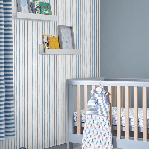 Laura Ashley Vliesbehang - Painterly Stripe - Blue - Blauw 10mx52cm - vtwonen shop