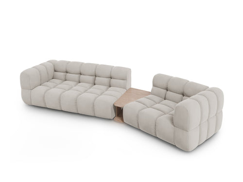 Cosmopolitan Design Rechte modulaire bank Sky 3-zits, flueel, lichtbeige - 148x353x70cm