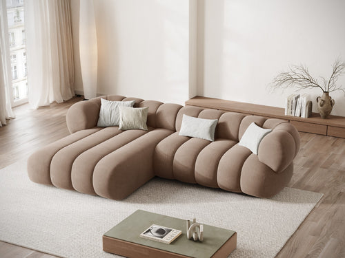 Cosmopolitan Design linker hoekbank Koge 5-zits, flueel donkerbeige - 165x270x70cm