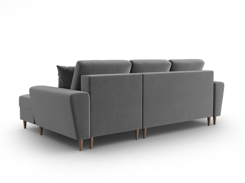 Cosmopolitan Design Converteerbare hoekbank rechts met opbergdoos Kyoto 4-zits, flueel lichtgrijs - 145x241x88cm