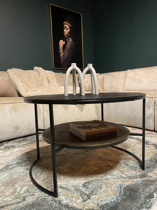 StarFurn Salontafel Lecia - Rond Goud Metaal - 80x80x50cm