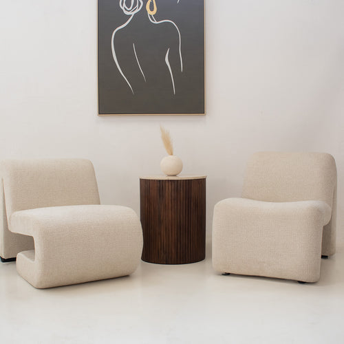 Giga Meubel Bijzettafel Davi Rond - Marmer/Hout - Donkerbruin - 45x45x55cm - vtwonen shop