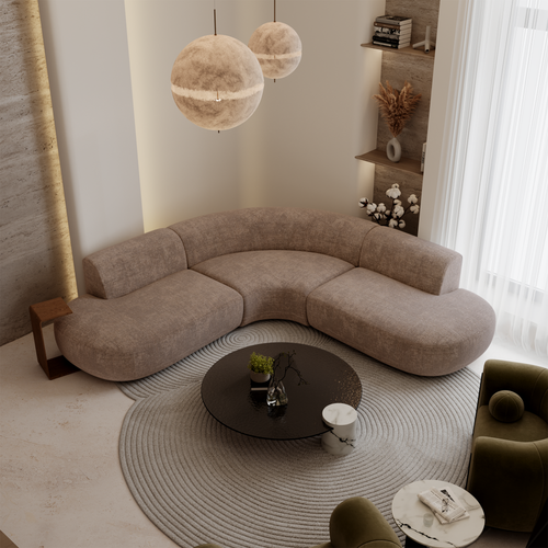 Premium Interiors - Hoekbank WONDER - gewaafd fluweel mol 90cm