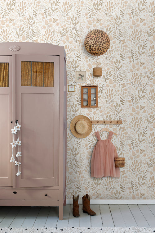 ESTAhome behang bladeren en bloemen wit en beige - 50 x 900 cm - 131389 - vtwonen shop